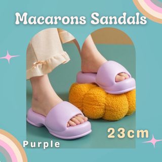 サンダル レディース 23cm 厚底 スリッパ 室内 ベランダ パープル 紫(サンダル)