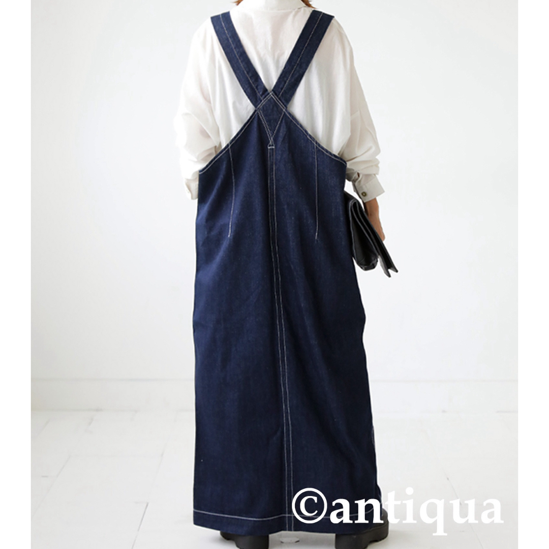 antiqua(アンティカ)のantiquaサロペットデニムスカート レディースのパンツ(サロペット/オーバーオール)の商品写真