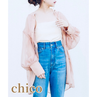 フーズフーチコ(who's who Chico)の【Chico】箔プリントシアーブロッキングシャツ/オーガンジーシャツ(シャツ/ブラウス(長袖/七分))