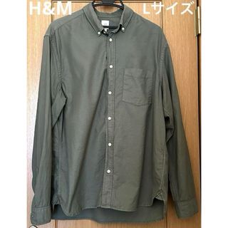 H&M - H&M   メンズ　カーキ　シャツ　Lサイズ