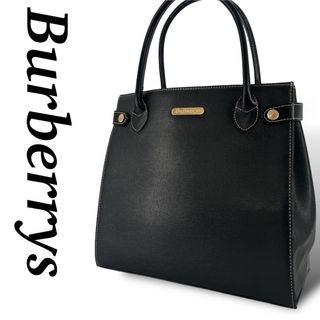 BURBERRY - バーバリー　トートバッグ　ノバチェック　ロゴプレート　ゴールド金具　ブラック　革