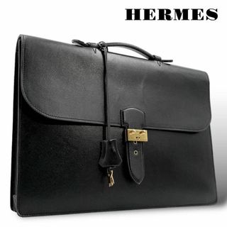 エルメス(Hermes)の良品 HERMES ブリーフケース ビジネスバッグ サックアデペッシュ 38 黒(ビジネスバッグ)