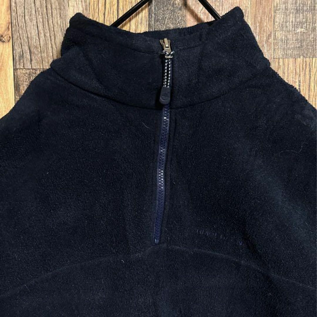 Timberland(ティンバーランド)のティンバーランド ロゴ フリース プルオーバー ネイビー Lサイズ USA古着 メンズのジャケット/アウター(その他)の商品写真