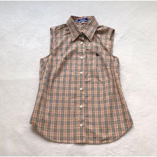 バーバリーブルーレーベル(BURBERRY BLUE LABEL)のBURBERRY バーバリー　ノバ　チェック　ノースリーブ　シャツ　38(シャツ/ブラウス(半袖/袖なし))