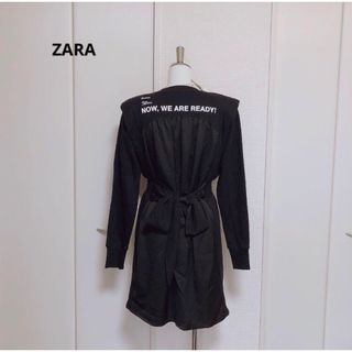 ザラ(ZARA)の新品　ZARA ザラ　スウェット　バックプリント　切り替え　ワンピース　S(ひざ丈ワンピース)