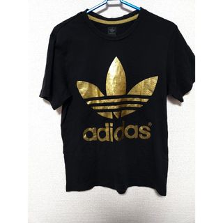 アディダス(adidas)のアディダス　adidas　ビックトレフォイルロゴ　両面プリントブラック×ゴールド(Tシャツ/カットソー(半袖/袖なし))