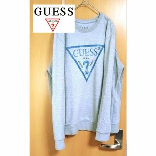 ゲス(GUESS)のGUSS ゲス 男女兼用 トレーナー フロントロゴ  M グレー スエット 服(トレーナー/スウェット)