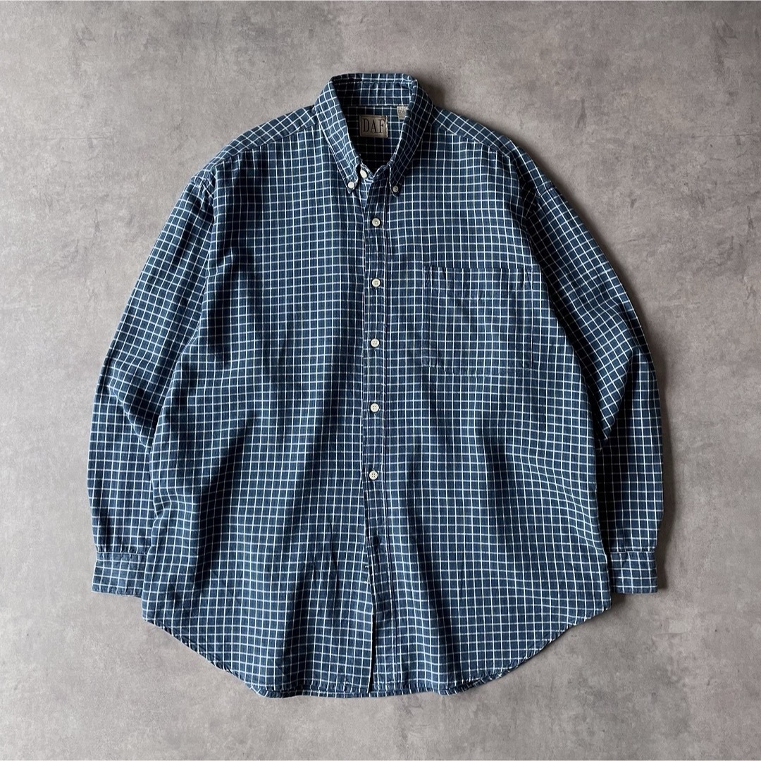VINTAGE(ヴィンテージ)の90s DAF チェック柄 ボタンダウンシャツ ダークブルー メンズのトップス(シャツ)の商品写真