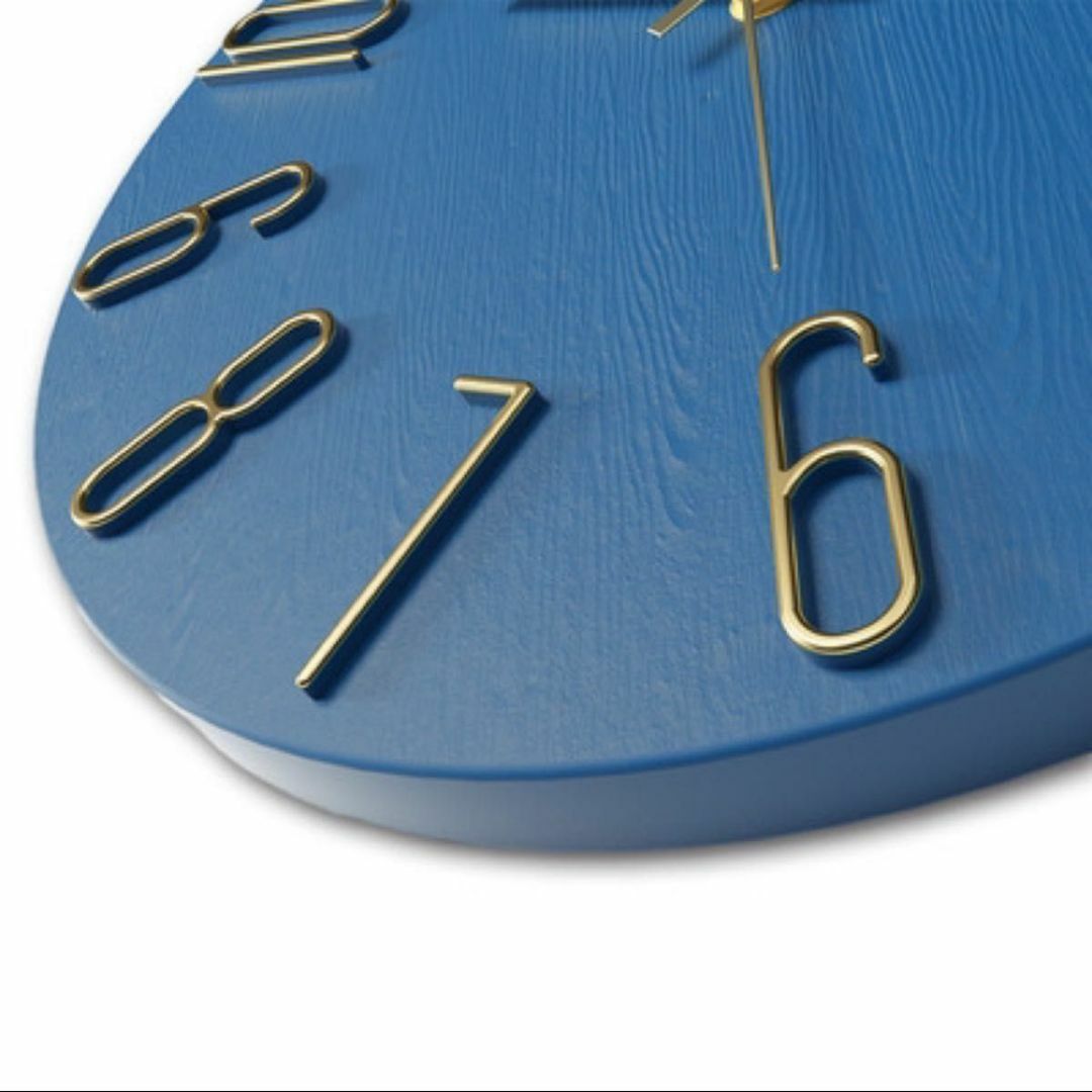 壁掛け時計 おしゃれ 北欧風 時計 壁掛け カントリー風 　ブルー　ゴールド インテリア/住まい/日用品のインテリア小物(掛時計/柱時計)の商品写真