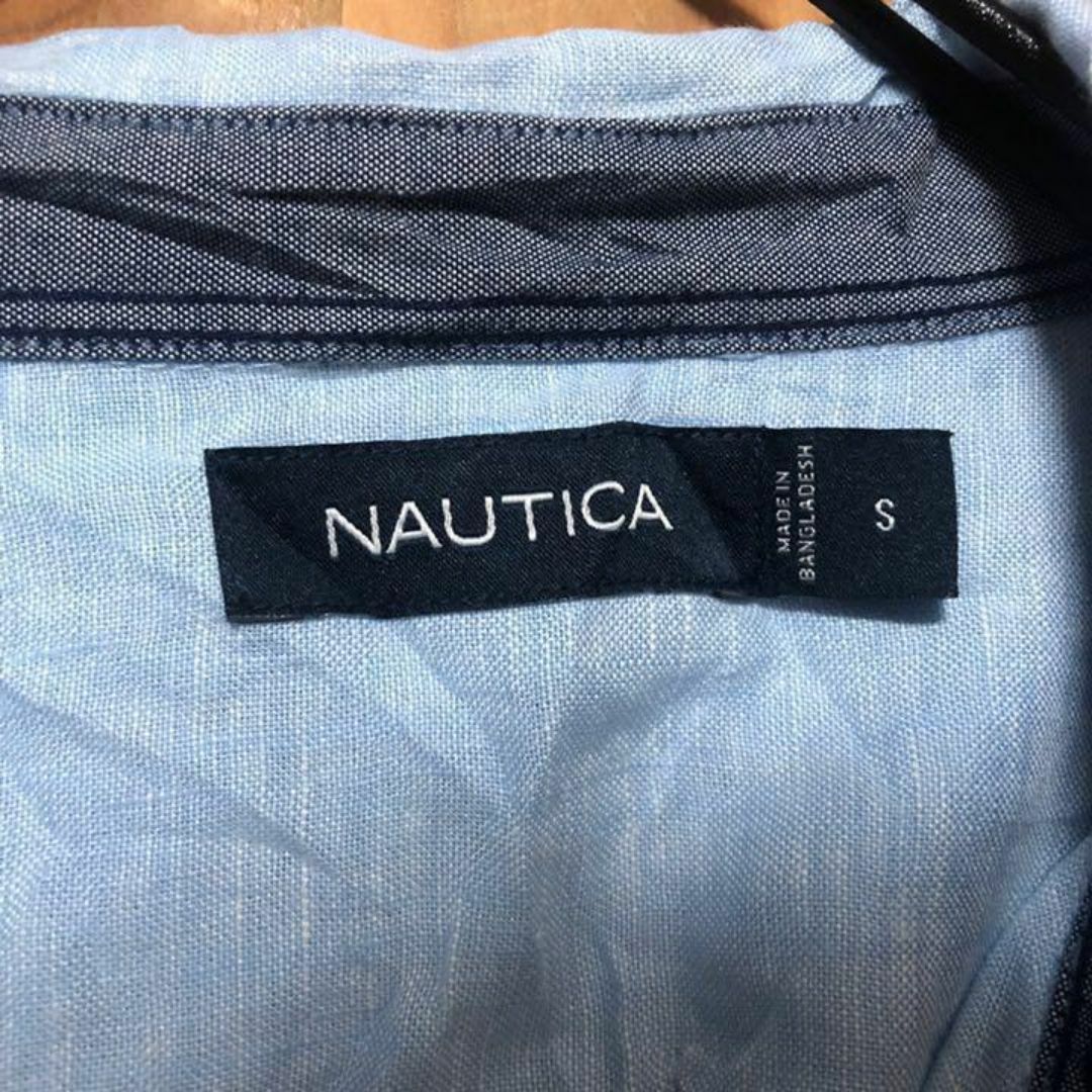 NAUTICA(ノーティカ)のノーティカ シャツ スカイブルー ワンポイント 刺繍 USA古着 90s 水色 メンズのトップス(シャツ)の商品写真