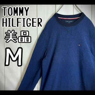 トミーヒルフィガー(TOMMY HILFIGER)の【希少カラー】　トミーヒルフィガー　ニット　コットン　バイカラー　リブライン　Ｍ(ニット/セーター)