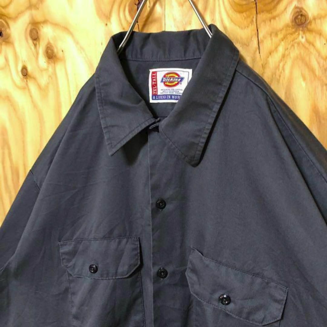 Dickies(ディッキーズ)のディッキーズ グレー 無地 USA古着 90s 半袖 ワークシャツ シンプル メンズのトップス(シャツ)の商品写真