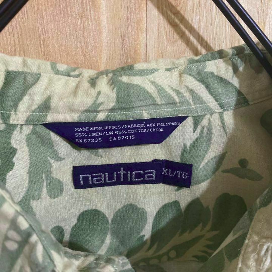 NAUTICA(ノーティカ)のノーティカ USA古着 90s 半袖 アロハ シャツ 総柄 グリーン ハワイ 緑 メンズのトップス(シャツ)の商品写真