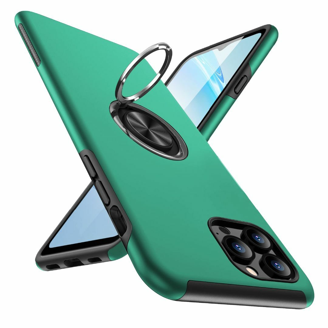 【色: グリーン】iphone14 Pro ケース リング 耐衝撃 カバー 薄型 スマホ/家電/カメラのスマホアクセサリー(その他)の商品写真