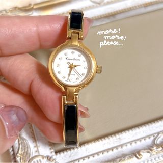 【Cosmo Queen】メタリックブルー　バングル　腕時計　稼働品(腕時計)