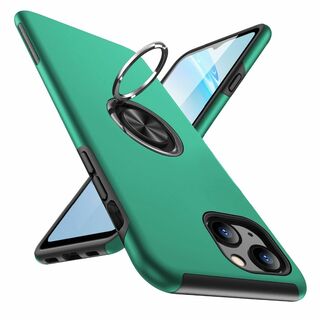 【色: グリーン】iphone14 Max ケース リング 耐衝撃 カバー 薄型(その他)
