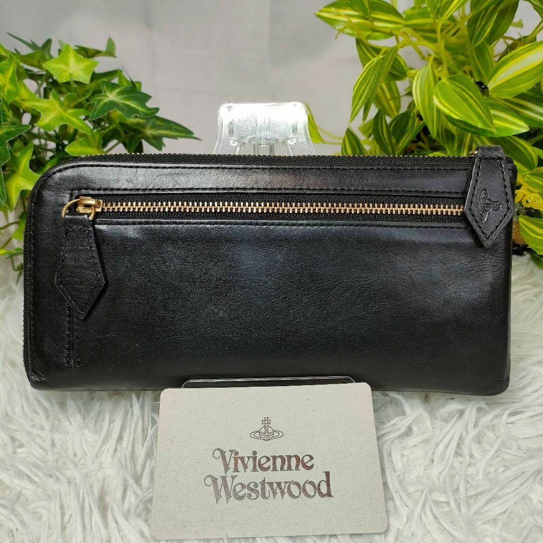 Vivienne Westwood(ヴィヴィアンウエストウッド)のヴィヴィアンウエストウッド 長財布 ブラック オーブ L字ファスナー レザー レディースのファッション小物(財布)の商品写真