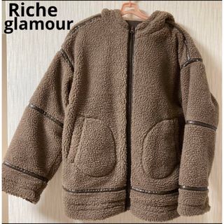 リシェグラマー(Riche glamour)のRiche glamour レザーライン ボア フード パーカー アウター(その他)