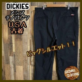 ディッキーズ(Dickies)のディッキーズ アメカジ チノパンツ カジュアル ロゴ ブラック USA古着(ワークパンツ/カーゴパンツ)