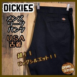 ディッキーズ(Dickies)のディッキーズ メンズ ワーク パンツ 黒 ロゴ 40 2XL USA古着 90s(ワークパンツ/カーゴパンツ)