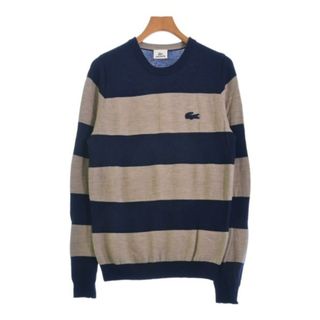 ラコステ(LACOSTE)のLACOSTE ラコステ ニット・セーター 4(L位) 紺xベージュ(ボーダー) 【古着】【中古】(ニット/セーター)