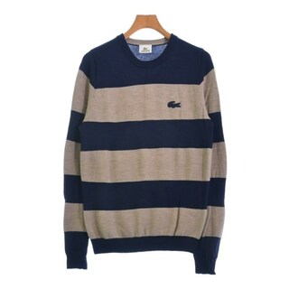 ラコステ(LACOSTE)のLACOSTE ラコステ ニット・セーター 4(L位) 紺xベージュ(ボーダー) 【古着】【中古】(ニット/セーター)