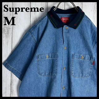 シュプリーム(Supreme)の【希少モデル】シュプリーム☆襟ロゴ入り半袖デニムワークシャツ 入手困難(Tシャツ/カットソー(半袖/袖なし))