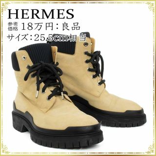 Hermes - 【全額返金保証・送料無料】エルメスのショートブーツ・正規品・本革・エンボスロゴ