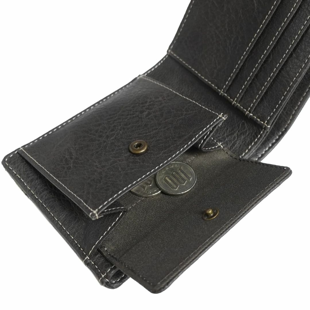 【色: ブラック】[エドウィン] 二つ折り財布 合皮 小銭収納 紙幣収納 カード メンズのバッグ(その他)の商品写真