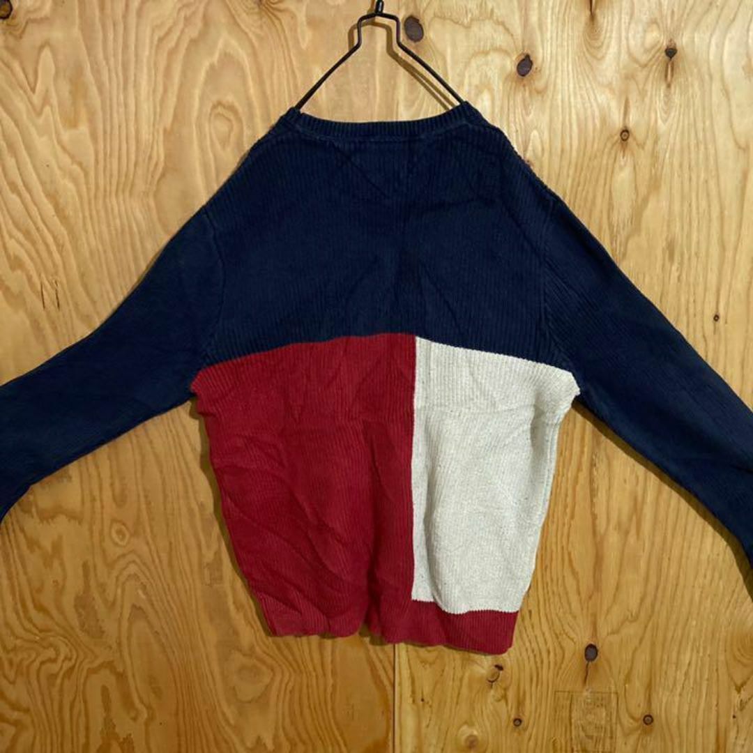 TOMMY HILFIGER(トミーヒルフィガー)のトミー ヒルフィガー US古着 90s 長袖 ニット セーター ネイビー メンズ メンズのトップス(ニット/セーター)の商品写真