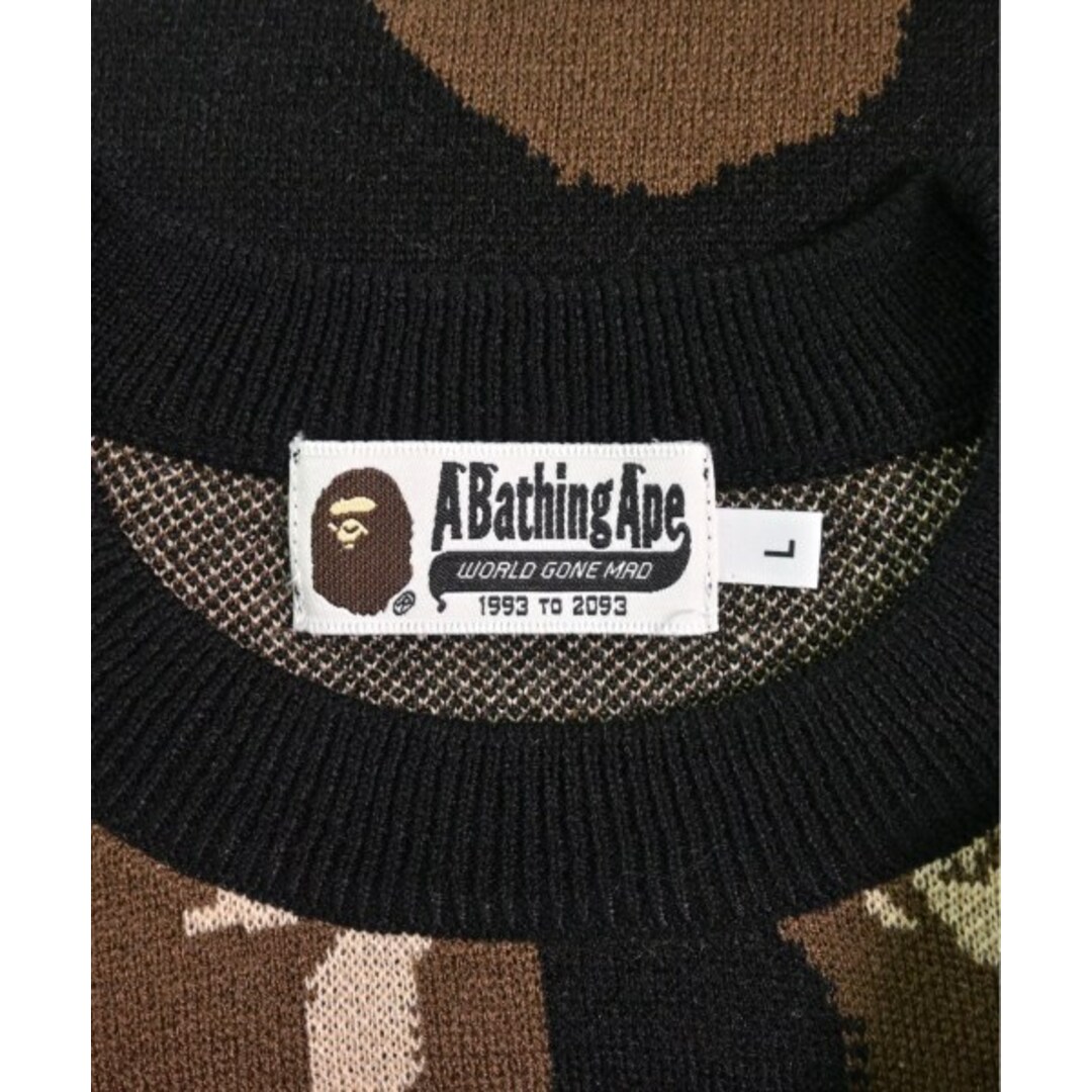 A BATHING APE(アベイシングエイプ)のA BATHING APE ニット・セーター L 黒x茶xベージュ(総柄) 【古着】【中古】 メンズのトップス(ニット/セーター)の商品写真