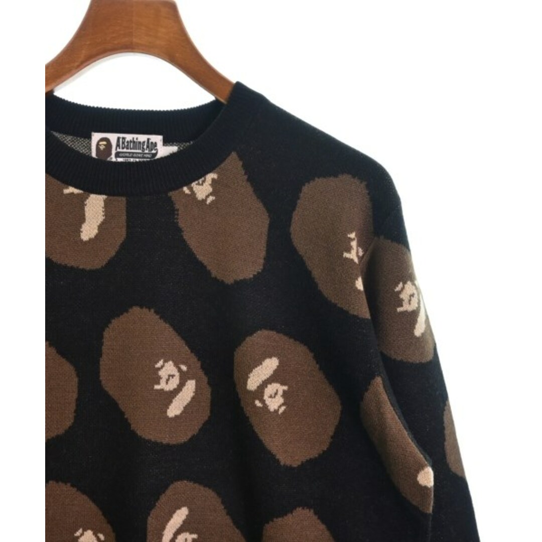 A BATHING APE(アベイシングエイプ)のA BATHING APE ニット・セーター L 黒x茶xベージュ(総柄) 【古着】【中古】 メンズのトップス(ニット/セーター)の商品写真