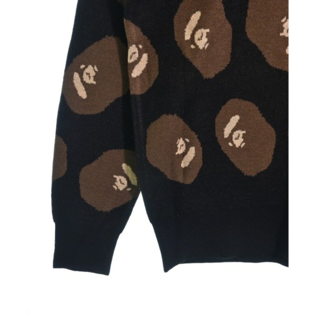 A BATHING APE(アベイシングエイプ)のA BATHING APE ニット・セーター L 黒x茶xベージュ(総柄) 【古着】【中古】 メンズのトップス(ニット/セーター)の商品写真