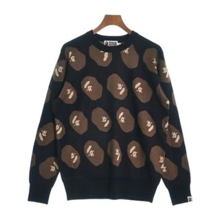 アベイシングエイプ(A BATHING APE)のA BATHING APE ニット・セーター L 黒x茶xベージュ(総柄) 【古着】【中古】(ニット/セーター)