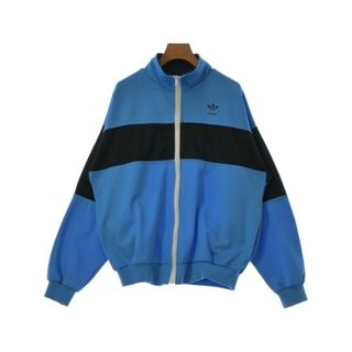 アディダス(adidas)のadidas アディダス パーカー -(M位) 青x黒 【古着】【中古】(パーカー)