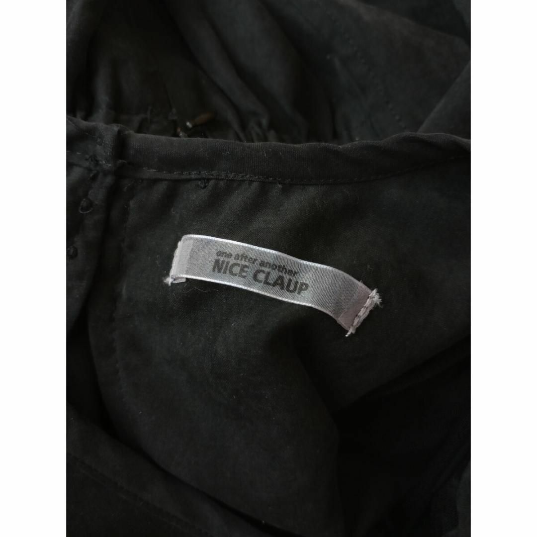 NICE CLAUP(ナイスクラップ)のナイスクラップ　ワンピースドレス  フェイクスエード ボリューム袖 小さめF　黒 レディースのワンピース(ロングワンピース/マキシワンピース)の商品写真