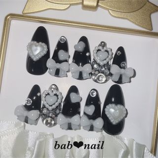 リボンハート♡ネイルチップ コスメ/美容のネイル(つけ爪/ネイルチップ)の商品写真