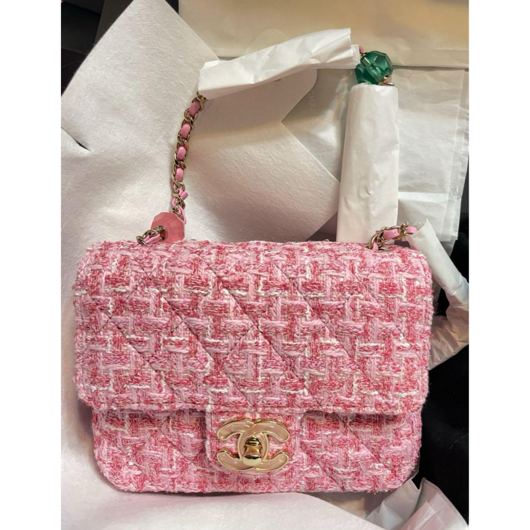 CHANEL - CHANEL シャネル ミニフラップバッグ ピンク ツイード CHANEL - CHANEL シャネル ミニフラップバッグ ピンク ツイード