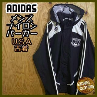 アディダス(adidas)のアディダス ナイロンジャケット パーカー USA古着 90s 長袖 ロゴ メンズ(ナイロンジャケット)