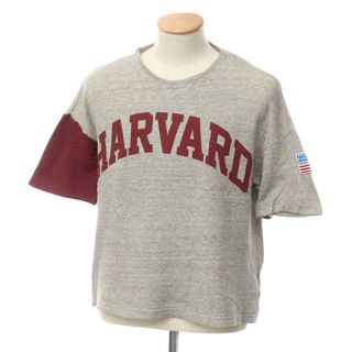 ヴォートメイクニュークローズ(VOTE MAKE NEW CLOTHES)の【中古】ボートメイクニュークローズ VOTE MAKE NEW CLOTHES HARVARD プリント 半袖Ｔシャツ グレーxボルドー【サイズXS】【メンズ】(Tシャツ/カットソー(半袖/袖なし))