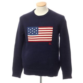 ポロラルフローレン(POLO RALPH LAUREN)の【中古】ポロ ラルフローレン Polo Ralph Lauren ミドルゲージコットン 星条旗 クルーネックニット ネイビー【サイズXS】【メンズ】(ニット/セーター)