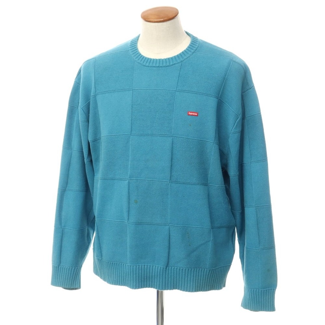 Supreme(シュプリーム)の【中古】シュプリーム Supreme 2021年春夏 Tonal Checkerboard Small Box Sweater コットン クルーネックニット ライトブルー【サイズL】【メンズ】 メンズのトップス(ニット/セーター)の商品写真