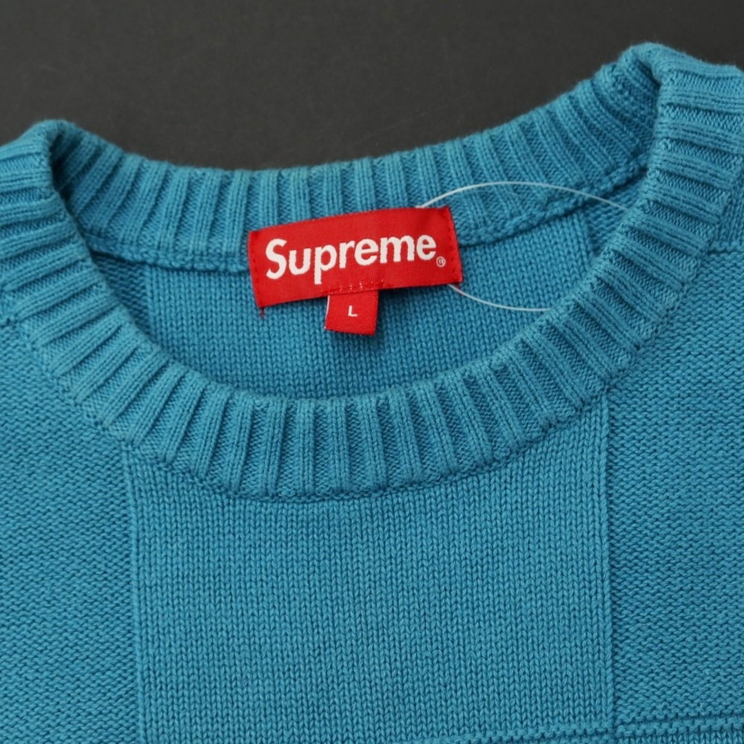 Supreme(シュプリーム)の【中古】シュプリーム Supreme 2021年春夏 Tonal Checkerboard Small Box Sweater コットン クルーネックニット ライトブルー【サイズL】【メンズ】 メンズのトップス(ニット/セーター)の商品写真