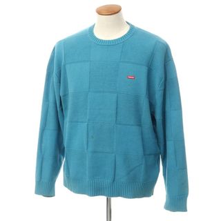 シュプリーム(Supreme)の【中古】シュプリーム Supreme 2021年春夏 Tonal Checkerboard Small Box Sweater コットン クルーネックニット ライトブルー【サイズL】【メンズ】(ニット/セーター)