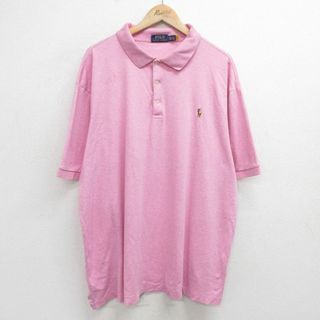 ラルフローレン(Ralph Lauren)のXL★古着 ラルフローレン Ralph Lauren 半袖 ブランド ポロ シャツ メンズ ワンポイントロゴ 大きいサイズ コットン ピンク 霜降り 24apr09 中古 トップス(ポロシャツ)