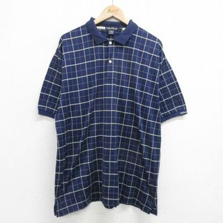 ノーティカ(NAUTICA)のXL★古着 ノーティカ NAUTICA 半袖 ブランド ポロ シャツ メンズ 90年代 90s ワンポイントロゴ 大きいサイズ コットン 紺他 ネイビー チェック 24apr09 中古 トップス(ポロシャツ)