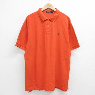 ラルフローレン(Ralph Lauren)のXL★古着 ラルフローレン Ralph Lauren 半袖 ブランド ポロ シャツ メンズ ワンポイントロゴ 鹿の子 大きいサイズ コットン オレンジ 24apr09 中古 トップス(ポロシャツ)