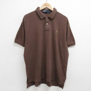 ラルフローレン(Ralph Lauren)のXL★古着 ラルフローレン Ralph Lauren 半袖 ブランド ポロ シャツ メンズ 90年代 90s ワンポイントロゴ 大きいサイズ コットン 茶 ブラウン 霜降り 24apr09 中古 トップス(ポロシャツ)