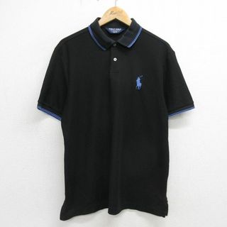 ラルフローレン(Ralph Lauren)のL★古着 ラルフローレン Ralph Lauren ポロゴルフ 半袖 ブランド ポロ シャツ メンズ 90年代 90s ワンポイントロゴ 鹿の子 黒他 ブラック 24apr09 中古 トップス(ポロシャツ)