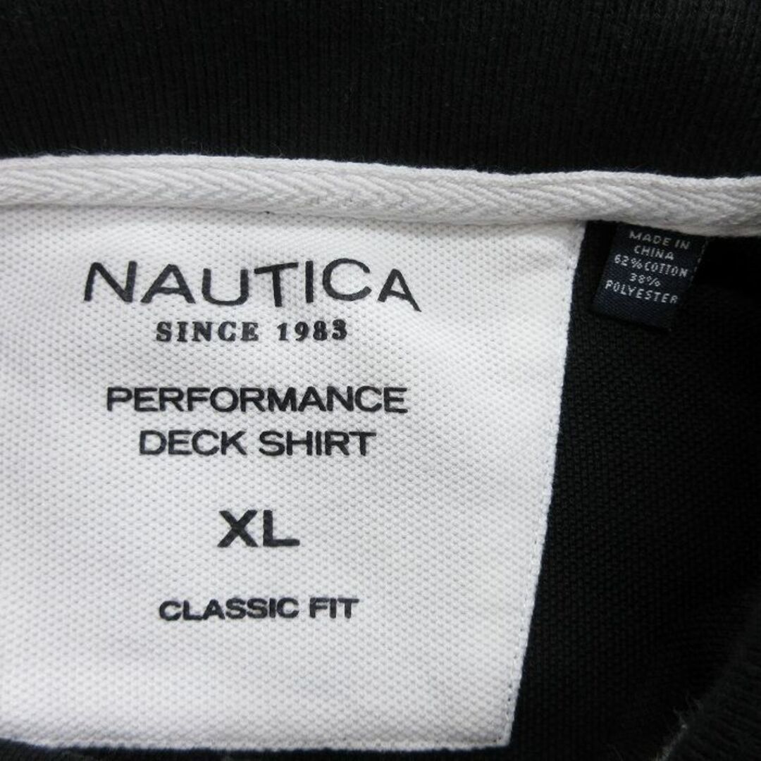 NAUTICA(ノーティカ)のL★古着 ノーティカ NAUTICA 半袖 ブランド ポロ シャツ メンズ ワンポイントロゴ 大きいサイズ 鹿の子 黒 ブラック 24apr09 中古 トップス メンズのトップス(ポロシャツ)の商品写真